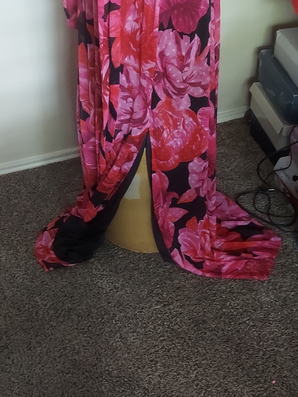 V-Neck Floral Wrap Maxi Dress in Wine Multi - Picture 8 of 10